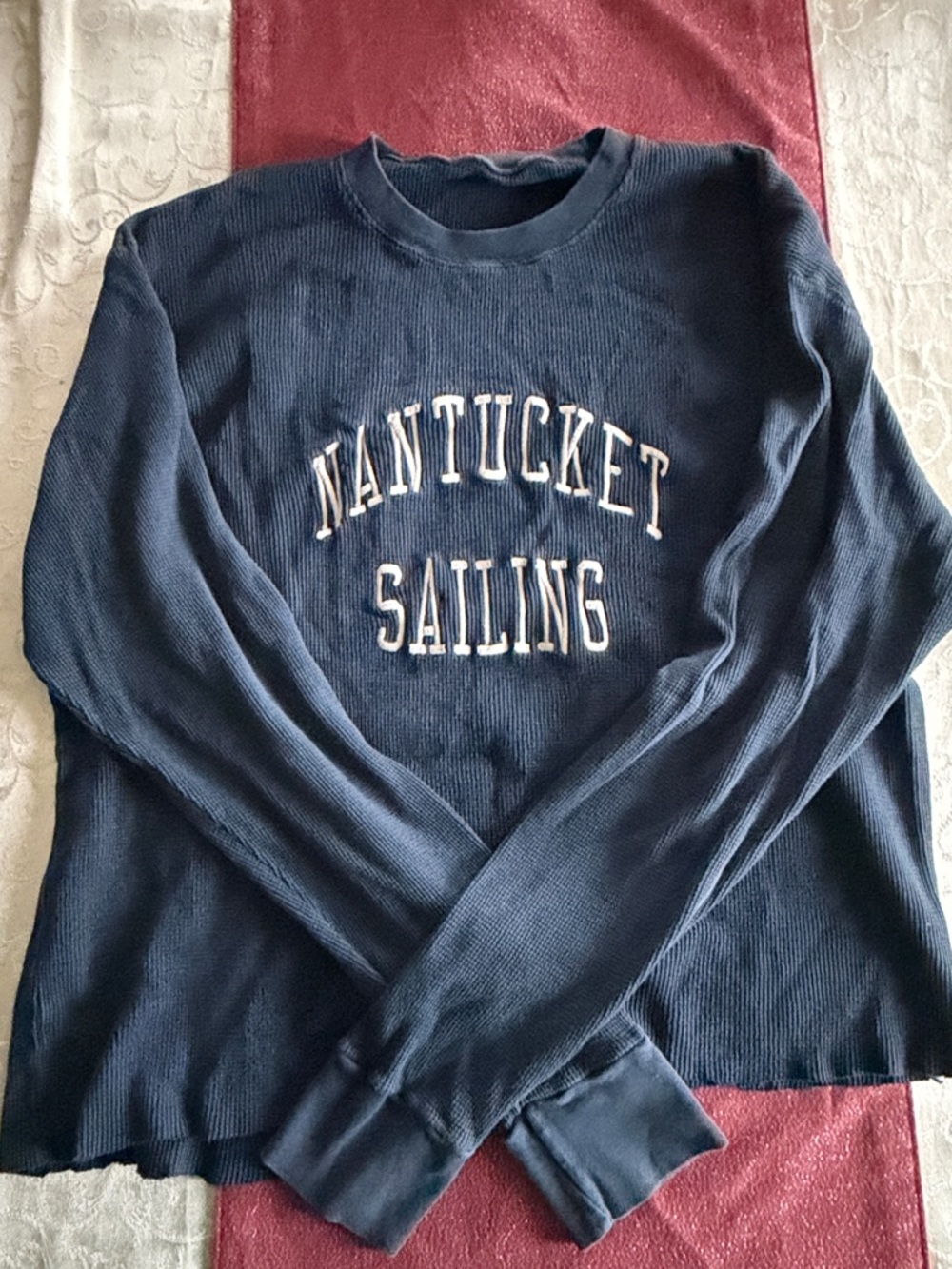 Brandy Melville Navy Ribbed Long Sleeve Crewneck Sweater